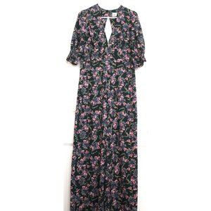 Jane wood Retro Floral Jumpsuit 70's Cocktail Party Office Green Sz 2